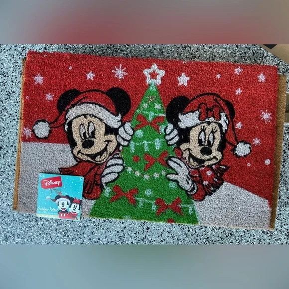 Disney Christmas Minnie and Mickey Mouse Outdoor Coir Mat - Picture 1 of 1